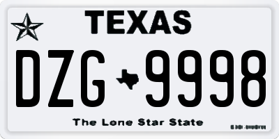 TX license plate DZG9998