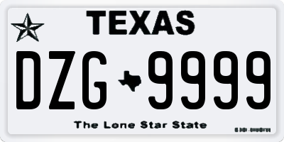 TX license plate DZG9999