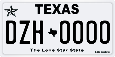 TX license plate DZH0000