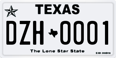 TX license plate DZH0001