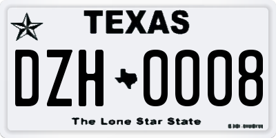 TX license plate DZH0008