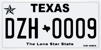 TX license plate DZH0009