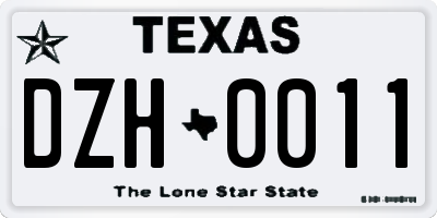 TX license plate DZH0011
