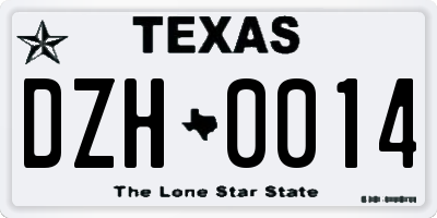 TX license plate DZH0014
