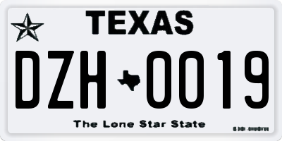 TX license plate DZH0019
