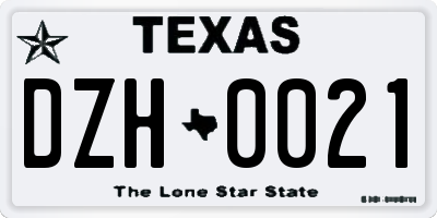 TX license plate DZH0021
