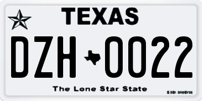 TX license plate DZH0022
