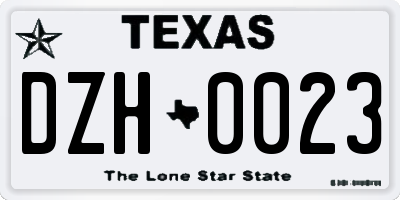 TX license plate DZH0023