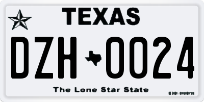 TX license plate DZH0024