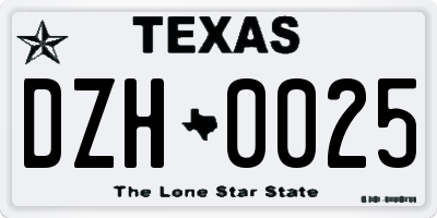 TX license plate DZH0025