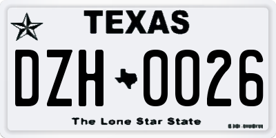 TX license plate DZH0026