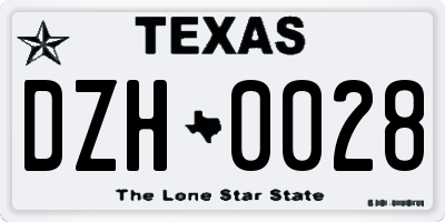 TX license plate DZH0028