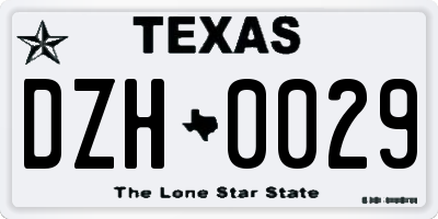 TX license plate DZH0029