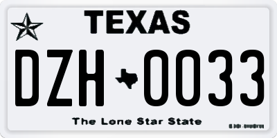 TX license plate DZH0033