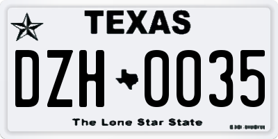 TX license plate DZH0035