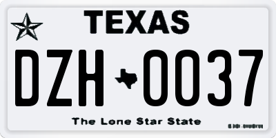 TX license plate DZH0037