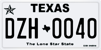 TX license plate DZH0040