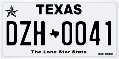 TX license plate DZH0041