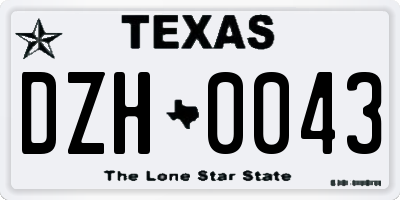 TX license plate DZH0043
