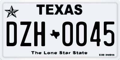 TX license plate DZH0045
