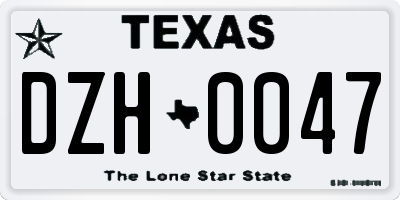 TX license plate DZH0047