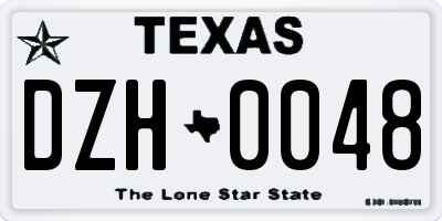 TX license plate DZH0048