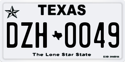 TX license plate DZH0049