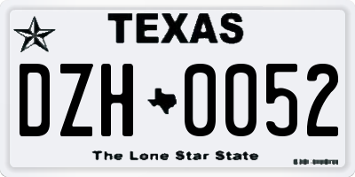 TX license plate DZH0052