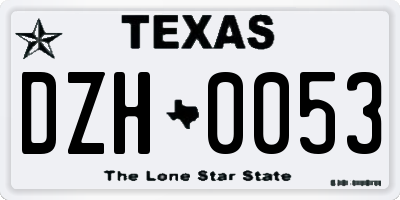 TX license plate DZH0053