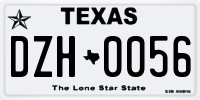 TX license plate DZH0056