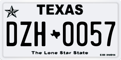 TX license plate DZH0057