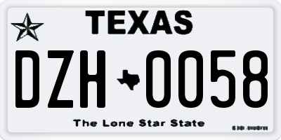 TX license plate DZH0058
