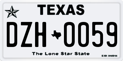 TX license plate DZH0059