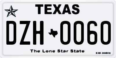 TX license plate DZH0060