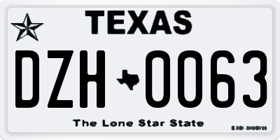 TX license plate DZH0063