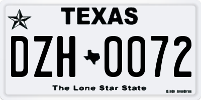 TX license plate DZH0072