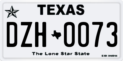 TX license plate DZH0073