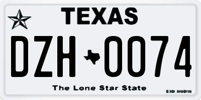 TX license plate DZH0074