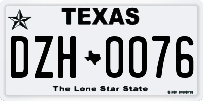 TX license plate DZH0076