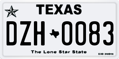 TX license plate DZH0083