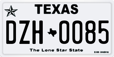 TX license plate DZH0085