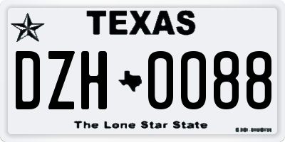 TX license plate DZH0088