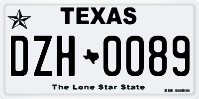 TX license plate DZH0089