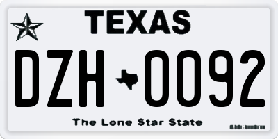 TX license plate DZH0092