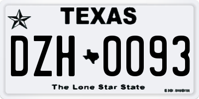 TX license plate DZH0093