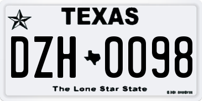 TX license plate DZH0098