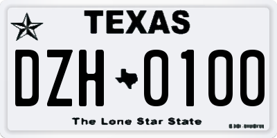 TX license plate DZH0100