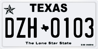 TX license plate DZH0103