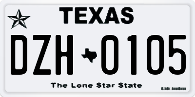 TX license plate DZH0105