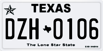 TX license plate DZH0106